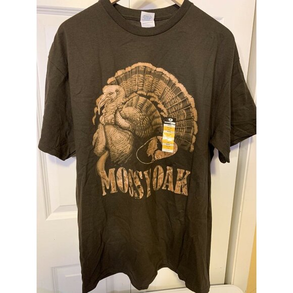 New Mossy Oak Outdoors T-shirt Men's L Delta Pro Weight Cotton‎ Brown NWT - Picture 3 of 6